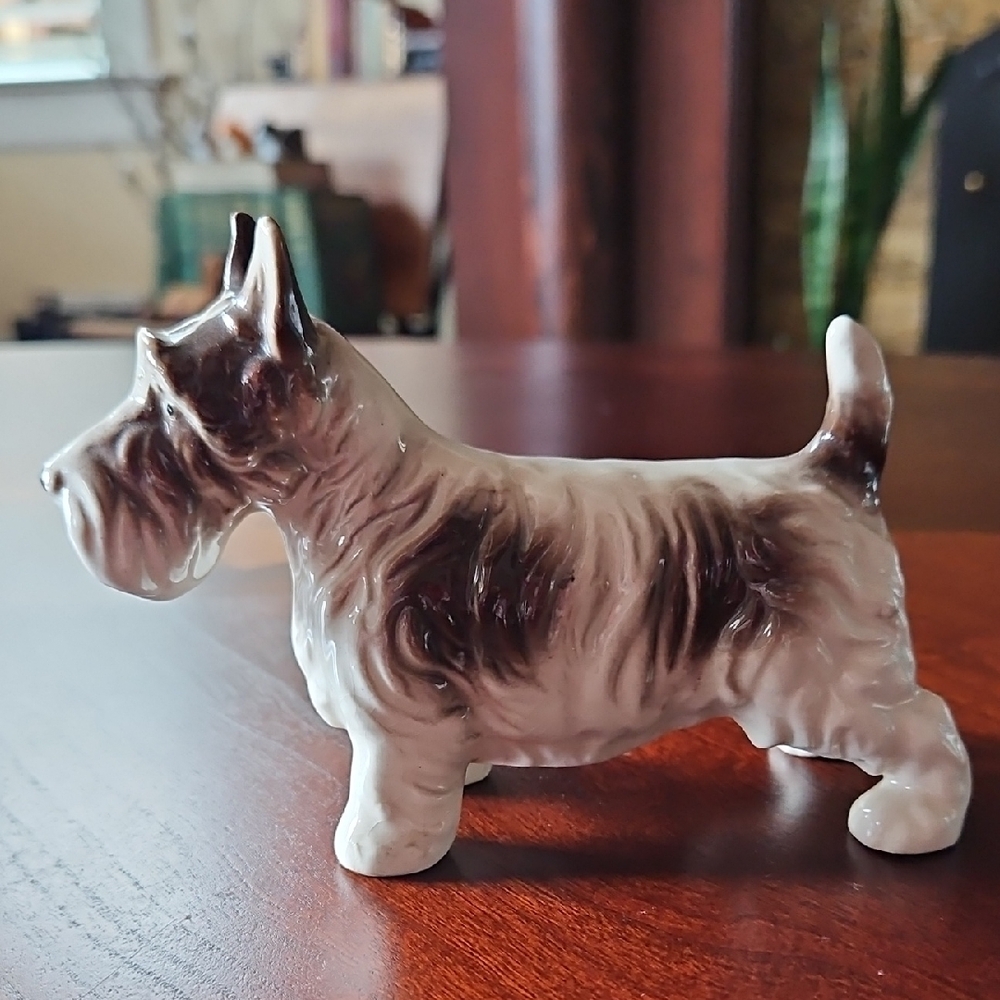 Occupied Japan Porcelain Schnauzer Dog Figurine